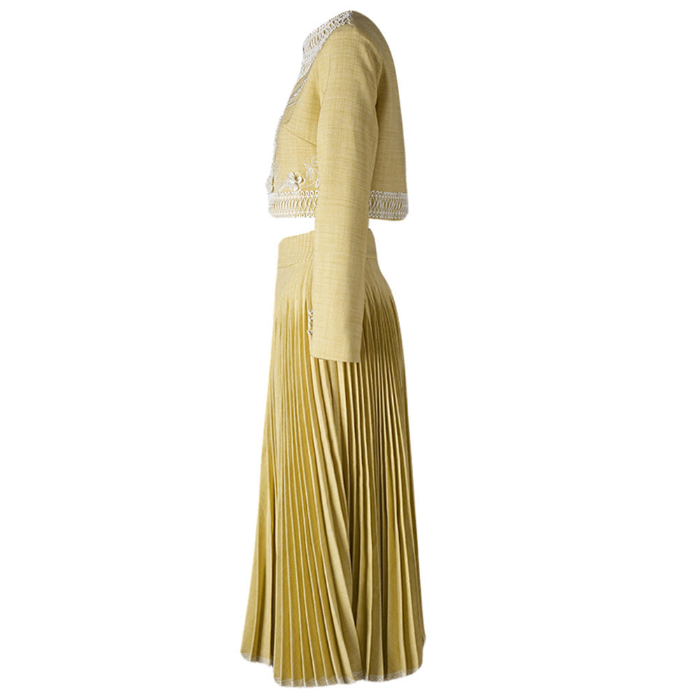 Spring New Single-breasted Niche High Sense Two-piece Embroidery Women