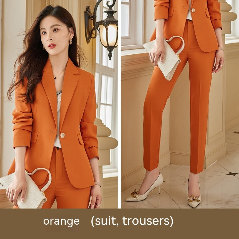 Women's Autumn And Winter OL Commuter Coat & Trousers Suit