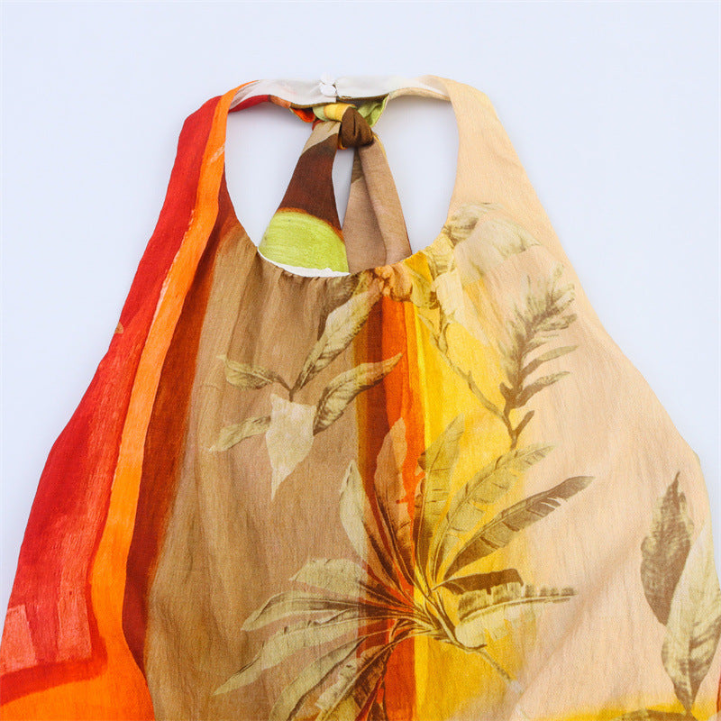 Fashion Tropical Print Midi Skirt Pack Dress