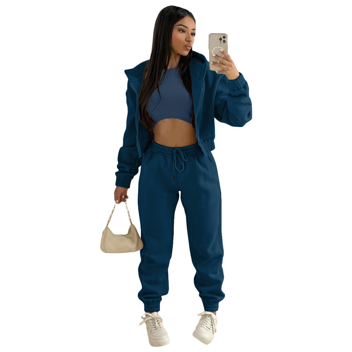 Plush Hoodie Hooded Sports And Leisure Set