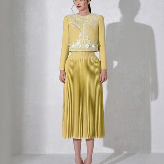 Spring New Single-breasted Niche High Sense Two-piece Embroidery Women