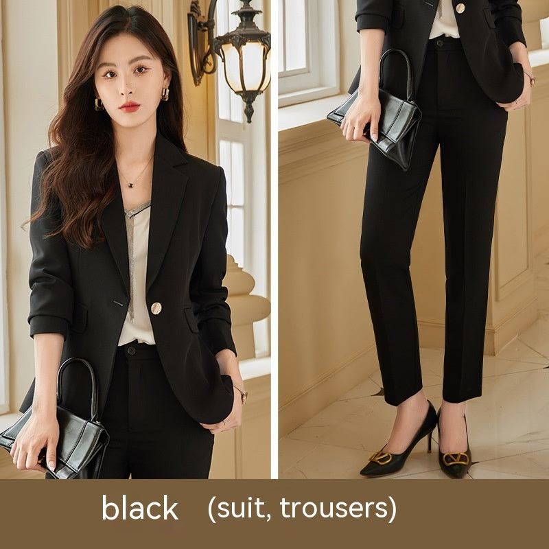 Women's Autumn And Winter OL Commuter Coat & Trousers Suit