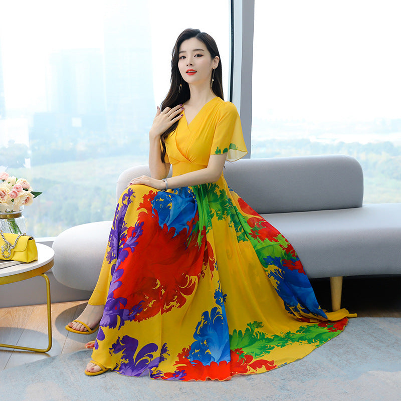 Chiffon Long Waist Slimming Temperament Maxi Skirt To Ankle