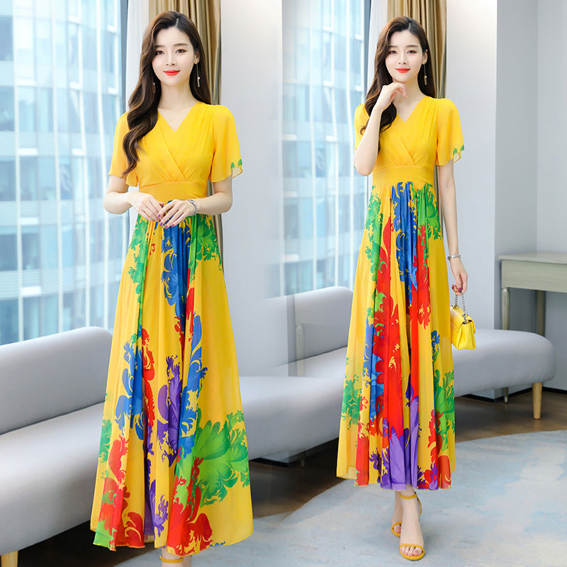Chiffon Long Waist Slimming Temperament Maxi Skirt To Ankle