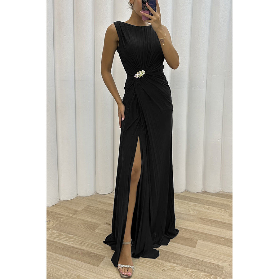 Women's Fashion Pleated Split Casual Dress