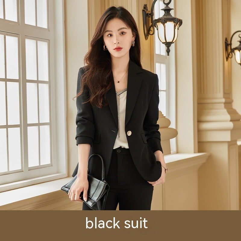 Women's Autumn And Winter OL Commuter Coat & Trousers Suit