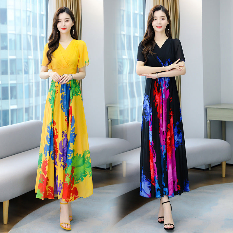 Chiffon Long Waist Slimming Temperament Maxi Skirt To Ankle