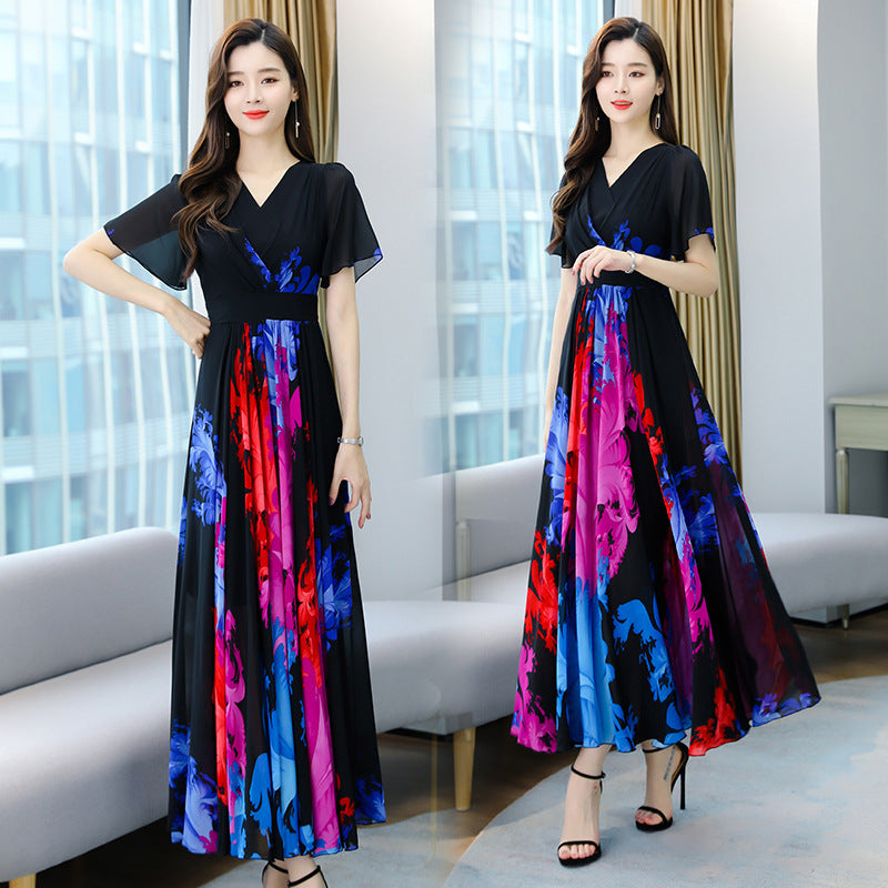 Chiffon Long Waist Slimming Temperament Maxi Skirt To Ankle